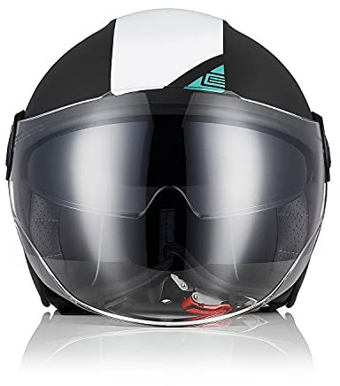 ORIGINE Motorradhelm Jethelm Roller Helm Scooter Helm Chopper Helm Moped Mofa Helm mit Doppelvisier ECE Zertifizierung (Next White-Blue-Black,L)