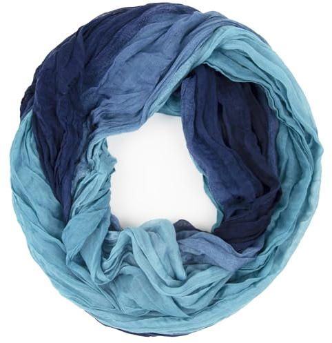 Gloop Sciarpa leggera da donna, con gradiente, disponibile in diversi colori, Sciarpa loop blu chiaro blu scuro, Taglia unica