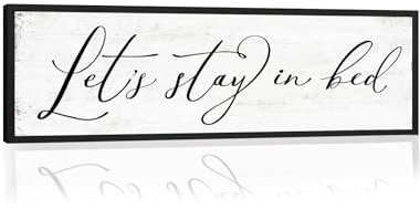 Schild mit Aufschrift Let's Stay in Bed: Rustikale Schlafzimmerschilder, Wanddekoration über dem Bett, gerahmt, modernes Bauernhaus, Familie, Wandschilder, zum Aufhängen, inspirierende Zitate