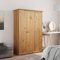 Willood Kleiderschrank 3-Türig Braun 118×50×171 5 cm Kiefer Panama Serie Kleiderschrank geeignet für Schlafzimmer Wohnzimmer Flügeltüren mit Schienen