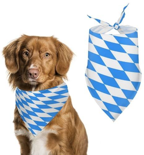 Hundehalstuch, Motiv: Bayerische Flagge, verstellbares Halstuch für kleine bis große Haustiere, stilvolles und bequemes Zubehör für Hunde und Katzen, Blau