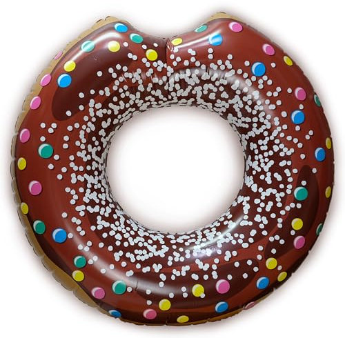 Aufblasbarer Donut-Schwimmring, 107 cm, für Pool & Wasser (Braun)