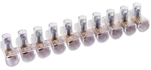 10 Morsetti unipolari, sezione 2,5mm² 2,5mmq, in stecche da 10 poli, morsetto per cablaggio forbox, campanelle, in policarbonato e ottone, per scatole di derivazione, portata 450V 24A