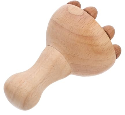 Holz Massage Rollstab mit 12 Kugeln für Körpermassage | Naturholz, Ergonomische Form, für Büro und Zuhause, zur Muskelentspannung und Meridian Anwendung