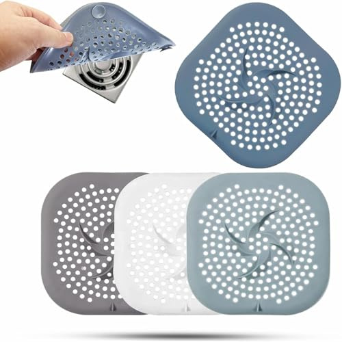 4Pcs Silicone Drain Cover Suction Cup Sink Strainer Replacement Sink Strainer Drain Protector Shower Drain Hair Catcher for Bathroom Bathtub Kitchen Outdoor