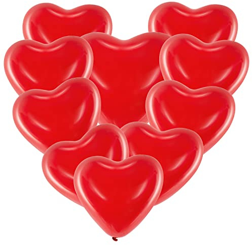 Amscan 998162 - Latexballons Herzen, 10 Stück, ca. 40 cm, Rot, Valentinstag, Luftballon
