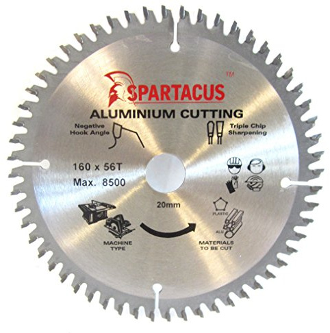 Spartacus 160mm Diameter x 56 Teeth x 20 Bore Aluminium Cutting Circular Saw Blade Fits Bosch GSK24V