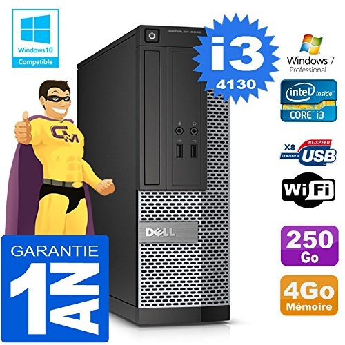 Dell PC 3020 SFF Core I3-4130 Ram 4Go Disque 250 Go Graveur DVD WiFi W7 (Reconditionné)