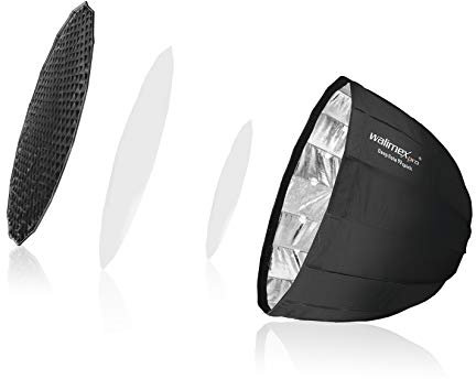 Walimex pro Studio Line Deep Rota QA90 Softbox - Octabox Light Shaper, 90 cm Diameter, 71 cm Depth, Foldable, with Grid, Indoor and Outdoor Diffuser, Speedring, for Attachment Flash System Flash