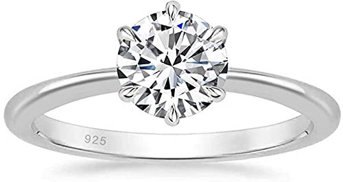 Zakk Damen Solitärringe Silber 925 Zirkonia Verlobungsringe Trauringe Eheringe Antragsring Hochzeitsringe (Silber,67 (21.3))