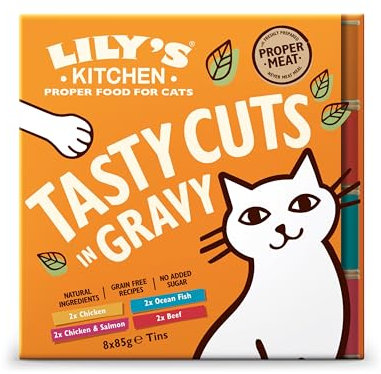 Lily’s Kitchen Mit natürlichen Zutaten hergestellt Schmackhafte Stücke in Sauce Nassfutter für ausgewachsene Katzen Multipack 6x (8 x 85g)