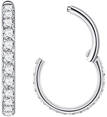 Popuhoops 1,2mm 10mm Silber Nasenringe Zirkonia Nasenring Knorpel Ohrring Klar CZ Hoop Septumring Segmentring Clicker 316L Chirurgenstahl Körperpiercing Helix Ohrläppchen Daith Rook Conch Piercing