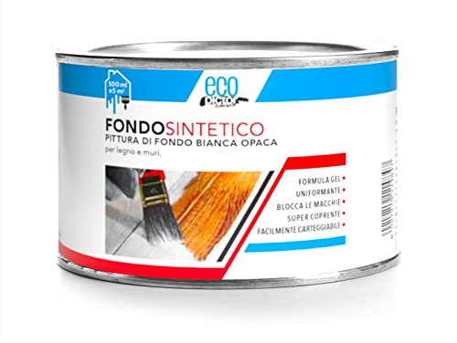 Generico Pittura di Fondo Bianco Opaco A SOLVENTE per Legno ECOPICTOR 500 ML