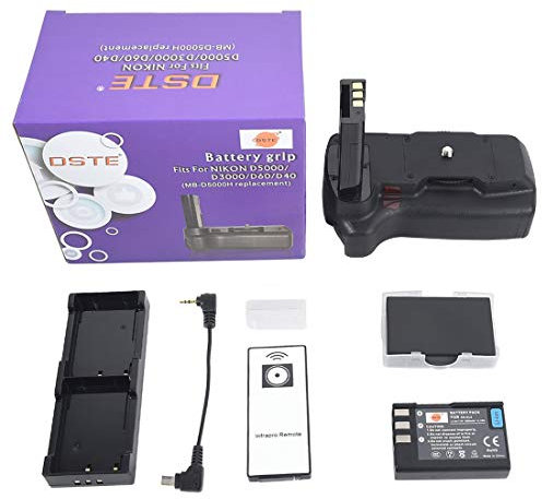 DSTE IR Remote MB-D5000 Battery Grip + 2pcs EN-EL9 Battery Compatible with Nikon D5000 Camera