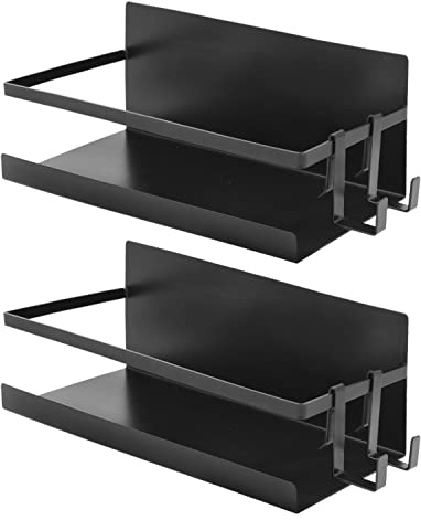 joeji's Kitchen Set di 2 Mensole Portaspezie da Parete - Ideale per Porta del Frigorifero - Mensola Magnetica Robusto - Mensole Porta Spezie Cucina include 4 Ganci - Supporta 2,5 kg