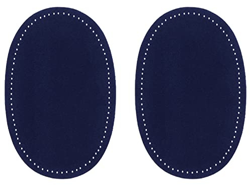 ZUPAYIPA 2Pcs Sew-On Fabric Oval Elbow Knee Patches Sweater Trousers Repair Patches Craft Supply Sewing Appliques (Suede Fabric，Blue)