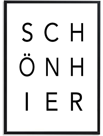 1M® Poster - Badezimmer Deko Bilder - stilvoller Kunstdruck - schwarz weiß Wandbilder - WC Deko - DIN A3 Schön hier