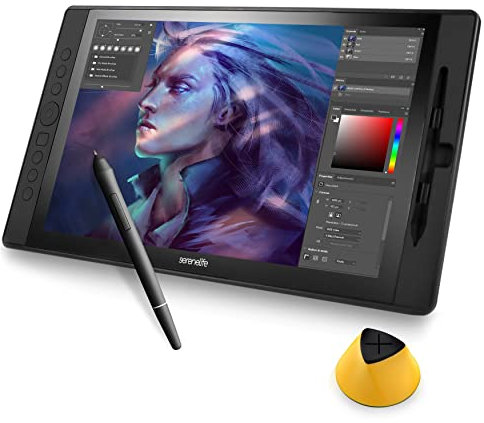 SereneLife Graphic Tablet with Passive Pen - 15.6 Full-Laminated Technology Art Monitor w/ 8192 Pressure Levels Battery-Free Stylus - Digital Drawing, Online Teaching, Design - for Windows OS