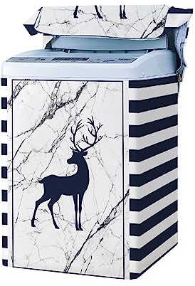 Odot Washing Machine Cover Top Load Waterproof Dustproof Washer Machine Dryer Protector Sunscreen Printed Washer Dryer Cover for Most Top Load Washer Dryer (Marble,S capacity 4.5-5.5kg)