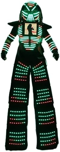 Earthradius Led Robot Stilt Costume Suit Clothes Full Color Smart Chest Display Stills Walker Helmet (L)