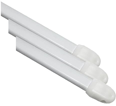 GARDINIA Barre de Vitrage, Embouts d'Extrémité en Plastique et Crochets à Vis Inclus, Extensible, 40-65 cm, Mates Argentés, Métal/Plastique (Lot de 3)