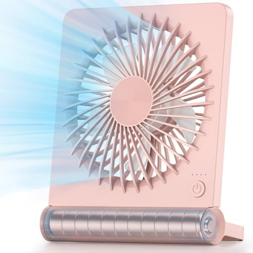 Koonie Ventilatore da scrivania portatile, 3,5-20 ore, funzionamento a batteria, piccolo ventilatore USB con inclinazione ultra silenziosa di 220°, ventilatore personale ricaricabile con 3 velocità di
