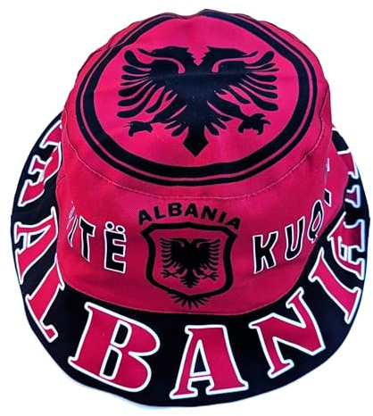 Generisk Albanien, Albania solhatt, fläkthatt, fiskarhatt, militärhatt, solhatt, blå, vit, röd, 59