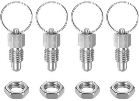 sourcing map 3Pcs Spring Plunger with Pull Ring M12x1.75 Thread Size 0.51 Thread Length Pin Dia.8mm Round Head Stainless Steel Non-Locking Retractable Index Plunger for Industrial Equipment