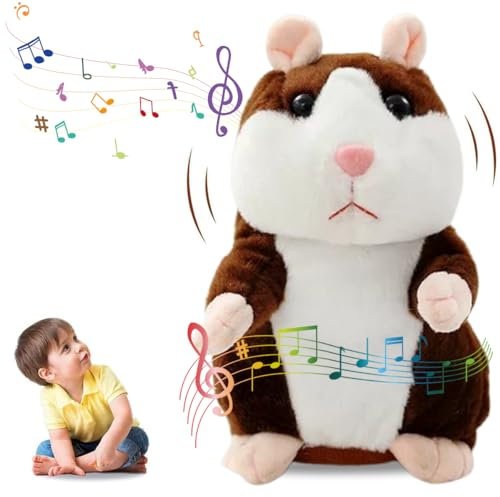 Funmo Sprechende Hamster Spielzeug Wiederholt, Kuscheltier Talking Plüschtier Elektronische, Record Interaktives für Baby Kinder Kids, Early Learning, Geburtstagsgeschenk 16Cm Interaktive Plüschtiere