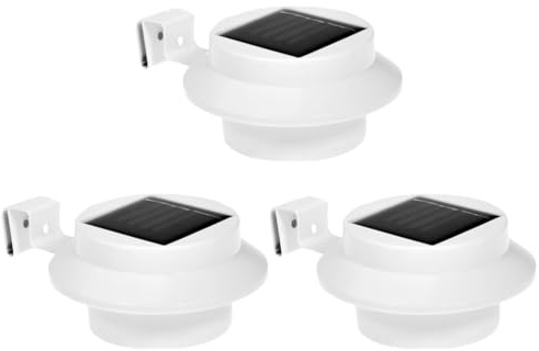 POPETPOP Solar Fence Lights Outdoor Waterproof Led Gutter Lights with Rechargeable Battery 3-Pack for Garden Pathway Decking and Courtyard Lighting