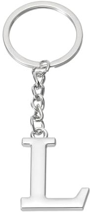 PATIKIL Silber Schlüsselanhänger Buchstabe L, Metall Buchstaben Anhänger mit Schlüsselringe, Anfangsbuchstaben Schlüssel Anhänger für Damen Herren Taschen Rucksack Autoschlüssel Dekoration