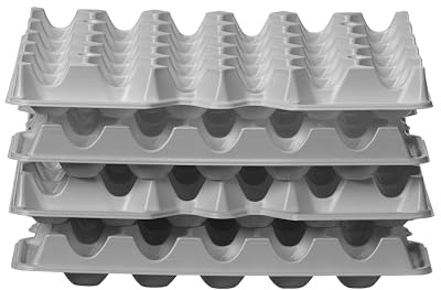 HENDI Eierbehälter, Stückzahl: 4, für HENDI Eierbox, jedes Schal fasst 30 Eier, 120 Eier, leicht stapelbar, Temperaturbeständig von -40° bis 80°C, Eierbox, OVOBOX 120, 290x286x(H)45mm, PET