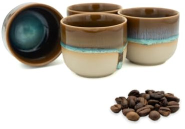 Pheniox Illusion Espresso Cup Set 4 x 120 ml Stoneware Cups Without Handle Dishwasher Safe Coffee Espresso Mocha Gift in Modern Design