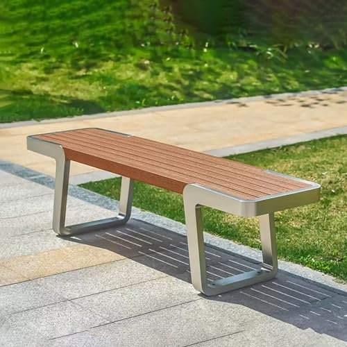 SORVA Gartenbank ohne Rückenlehne, Parkbank, Terrassenbank für den Außenbereich, wetterfeste Verandabank, mit Lattensitz und Stahlrahmen, für Hinterhof, Terrasse, Rasen, Poolrand, Park (Farbe: Kaf