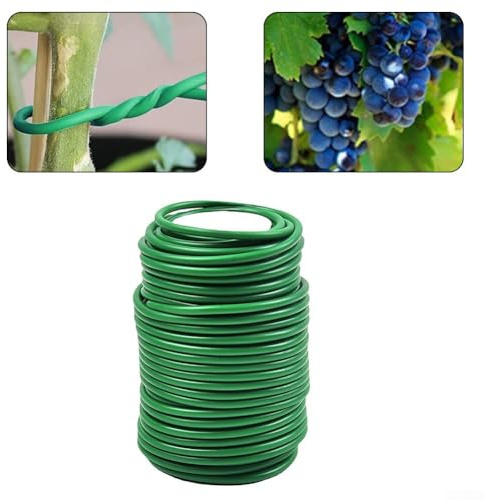 Cordel de jardín recubierto de goma verde suave para plantas, vides y verduras (2,5 mm x 10 m)