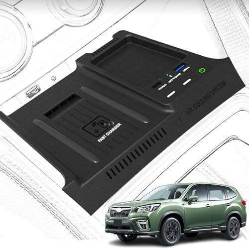 Caricabatterie Wireless per Auto per Subaru Forester 2019-2024, Nuovi Aggiornamenti Interni, Base Ricarica Rapida per Telefono da 15W con porta USB e Type-C da 27W per Qualsiasi Smartphone Qi