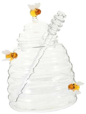 Amosfun Honigspender Aus Klarem Glas Mit Schöpflöffel Für Honig Und Sirup Glas Vorratsglas Zum Abtropfen Und Aufbewahren