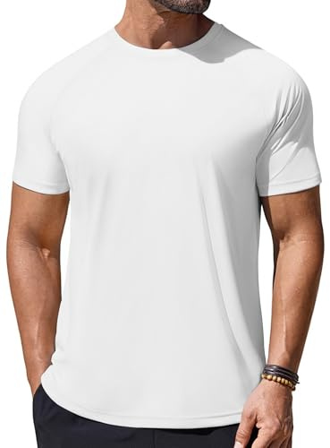 PINSPARK Maglia con Protezione UV da Uomo a Maniche Corte UPF 50+ Protezione Solare Rashguard Camicia da Corsa Leggera e Traspirante da Esterno