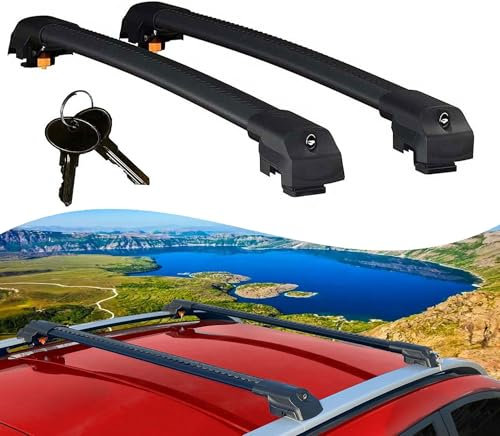 Axenture Lockable Roof Bars fit Raised Rails For Dacia Duster 2014-2017; Heavy Duty Aluminum Roof Rails Cross Bar, Ideal Car Roof Rack Bars for Luggage 2 Pcs Rail Carrier (Black)