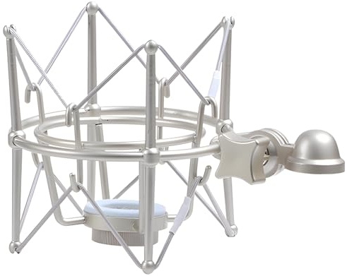 Professionelle Spider Shock Mount für Mikrofone, Anti-Vibrations-Federung, kompatibel mit Neumann U87, Lewitt 240, 46 mm Basis, Silber