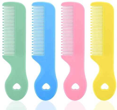 4Pcs Baby Comb & Toddler Comb Set - Gentle Baby Hair Combs for Newborns Toddlers, Colorful Tip Bristles for Sensitive Scalp Care Styling