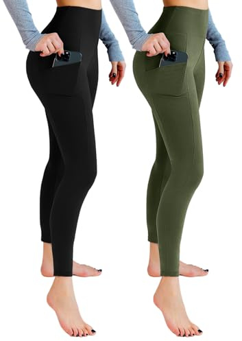 Leafigure 2er Pack High Waist Leggings Damen mit Taschen | Blickdichter Stoff, Elastischer 4-Wege-Stretch, Ideal für Gym, Yoga, Laufen und Alltag