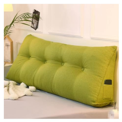 Cuscino triangolare per adulti, cuscino a cuneo con tasca laterale rimovibile, colore verde, queen size (120 cm), massimo comfort e supporto per il sonno