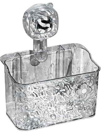 Supporto a ventosa, mensola a ventosa per bagno, cestino da bagno da parete con fori per filtro 'acqua, scaffale angolare ondulato per lavello in vetro, vasca da bagno, doccia, piastrelle, camera