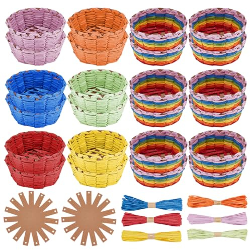 FREEBLOSS 24 Set Korbflechtset Kreative Geflochtene Schüssel Bastkorb Kunst Und Handwerksprojekte Mit Video Tutorials Korbflechtset Für Ostereier Und Geschenke