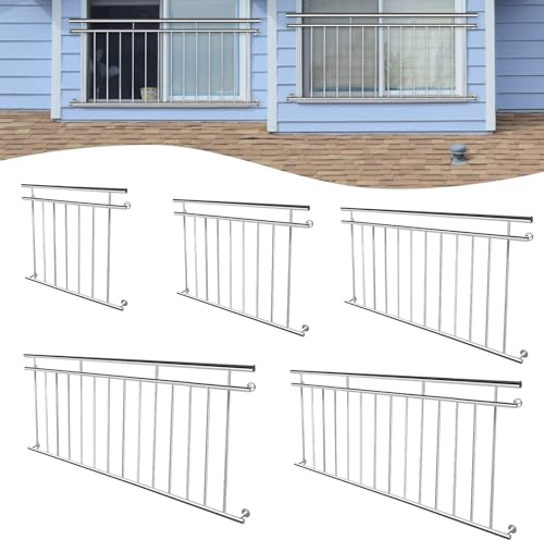 YRHome 184x90cm Französischer Balkon Edelstahl Geländer Balkongeländer Terrassengeländer Pflegeleicht Füllstäbe Stabgeländer Balkongitter Balkonbrüstung Fensterschutz