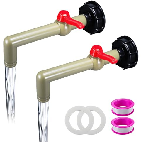 HERKINDNESS 2 Stück Wasserhahn für IBC Container, 3/4 Zoll Ablasshahn für Regentonne, mit Regelventil Wassertonne Hahn Auslassdurchmesser 25 mm, Adapter S60 x 6 Grobgewinde, für 1000l IBC Regentank