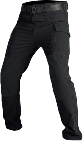 TOFOTL Pantalaccio Pantalone da Lavoro Viaggi Tuta Uomo Pantaloni Elastico in Vita Taglie Grandi Pile Multi-Tasche Pantaloni Lavoro Uomo Invernali Larghi da Pantalone Invernale 22-Nero XXL