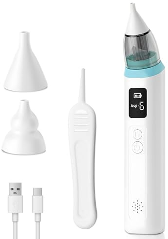 WDKXCN Aspiratore Nasale Neonato Elettrico, Aspira Muco Neonato con 2 Punte In Silicone Morbido, 6 Livelli di Aspirazione e Display LCD, Ricaricabile Aspiratore Nasale Bambini