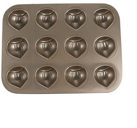 12-Cavity Chestnut Cake Pan Carbon Steel Madeleine Non Stick Madeleine for Mold Gold Bakeware for Oven Baking Party Postre